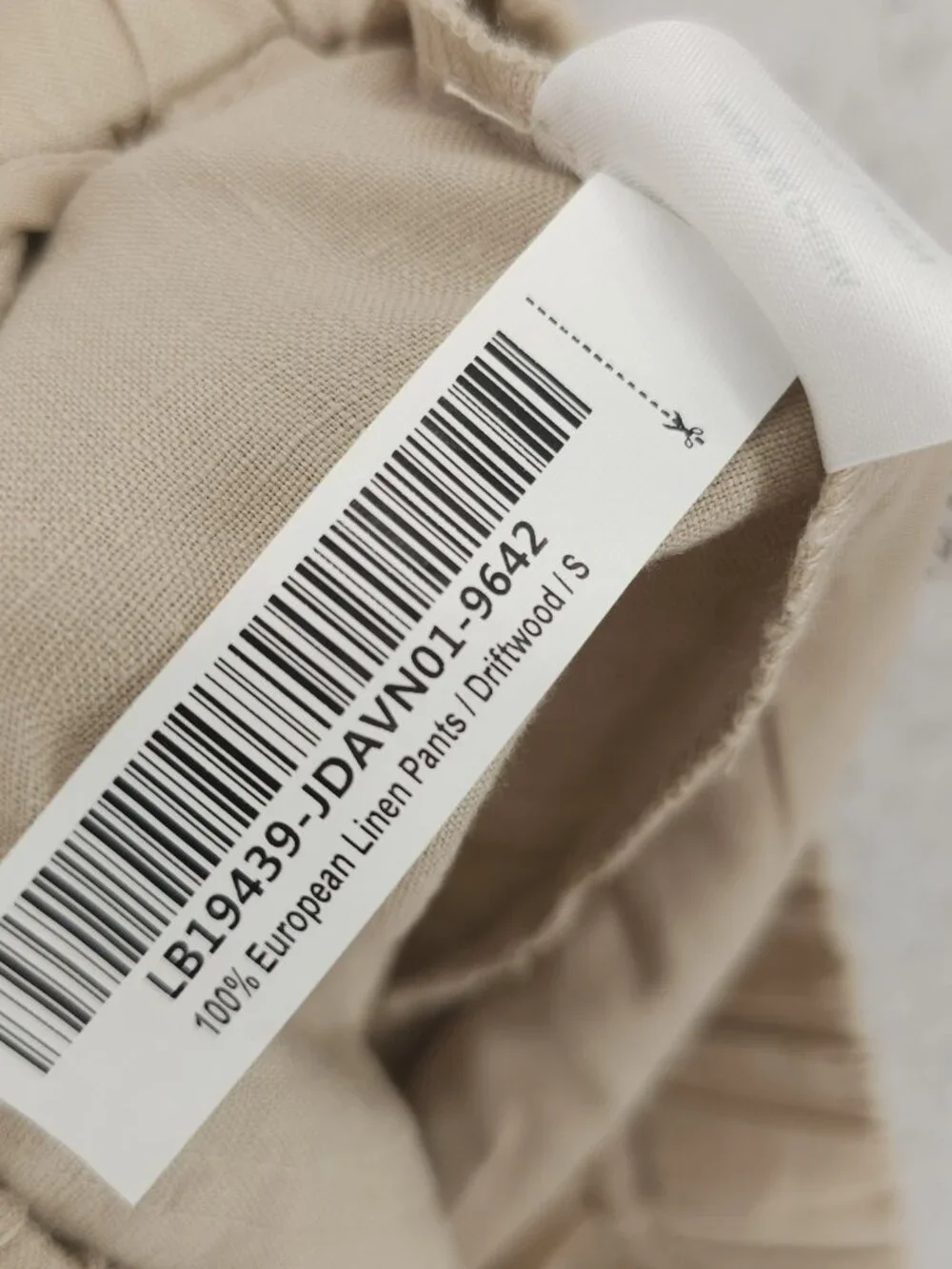 QUINCE 100% European Linen Pants DRIFTWOOD Beige Elastic Waist Size SMALL